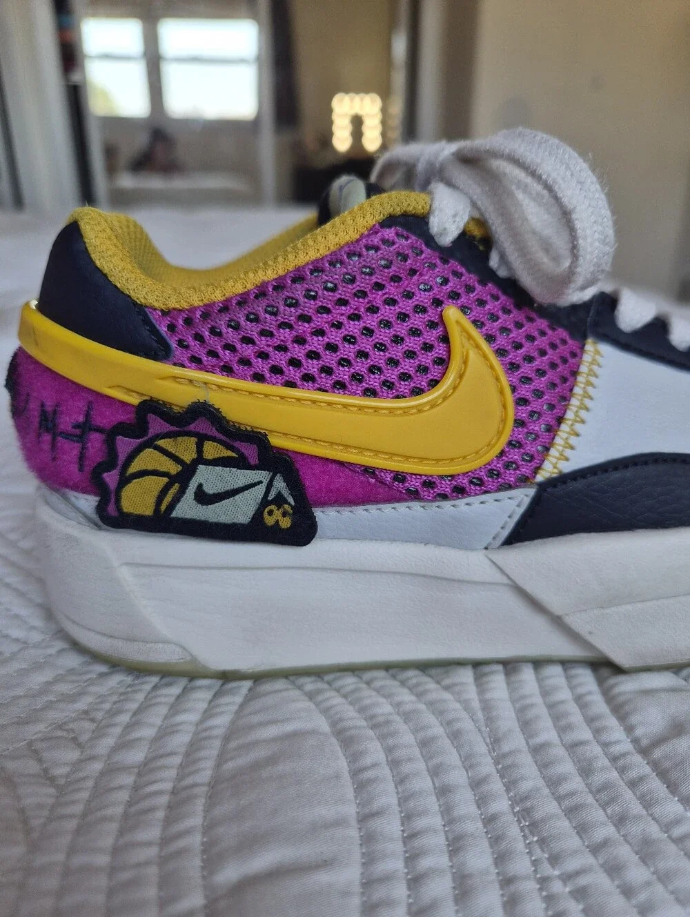 VGUC Nike Ja 1 SE Camp Ja Basketball Shoes size 1 University Gold Hyper Violet